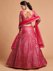 Rani Pink Sequin Embroidered Lehenga Choli with Dupatta