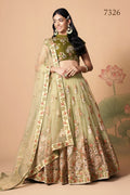 Sage Green Lehenga Choli with Olive Blouse and Floral Embroidered Dupatta