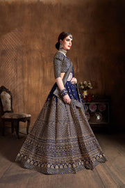 Navy Blue & Gold Heavy Embroidered Bridal Lehenga Choli Set