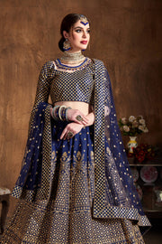 Navy Blue & Gold Heavy Embroidered Bridal Lehenga Choli Set