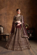 Dark Wine & Gold Heavy Embroidered Bridal Lehenga Choli Set