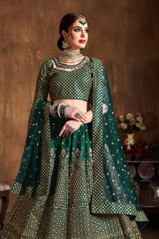 Emerald Green & Gold Heavy Embroidered Bridal Lehenga Choli Set