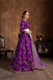 Royal Purple Embroidered Lehenga Choli with Striped Dupatta