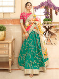 Emerald Green Embroidered Lehenga Choli with Floral Dupatta