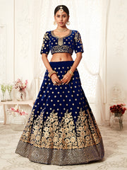 Peach Pink Embroidered Bridal Lehenga Choli with Floral Pink Dupatta