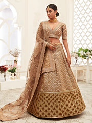 Champagne Gold Embroidered Bridal Lehenga Choli
