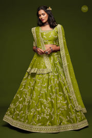 NEON Green Floral Embroidered Lehenga Choli with Dupatta