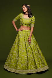 NEON Green Floral Embroidered Lehenga Choli with Dupatta