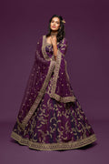 Royal Purple Gold Floral Embroidered Lehenga Choli with Dupatta