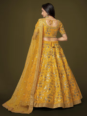 Mustard Yellow Heavy Embroidered Lehenga Choli with Dupatta