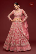 Dusty Pink Heavy Embroidered Bridal Lehenga Choli with Dupatta