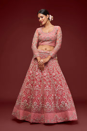 Dusty Pink Heavy Embroidered Bridal Lehenga Choli with Dupatta