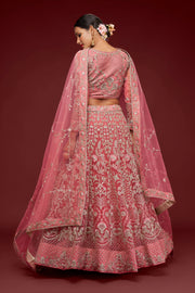 Dusty Pink Heavy Embroidered Bridal Lehenga Choli with Dupatta