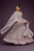 Lavender Heavy Embroidered Bridal Lehenga Choli with Dupatta