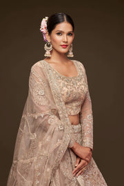 Champagne Beige Heavy Embroidered Bridal Lehenga Choli with Dupatta