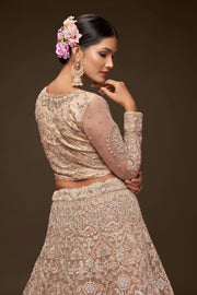 Champagne Beige Heavy Embroidered Bridal Lehenga Choli with Dupatta