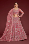 Dusty Rose Heavy Embroidered Bridal Lehenga Choli with Dupatta