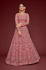 Dusty Rose Heavy Embroidered Bridal Lehenga Choli with Dupatta