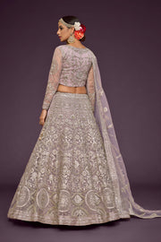 Mauve Grey Heavy Embroidered Bridal Lehenga Choli with Dupatta