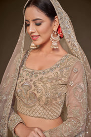 Champagne Beige Heavy Embroidered Bridal Lehenga Choli with Dupatta