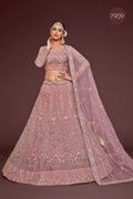 Dusty Pink Heavy Embroidered Bridal Lehenga Choli with Dupatta