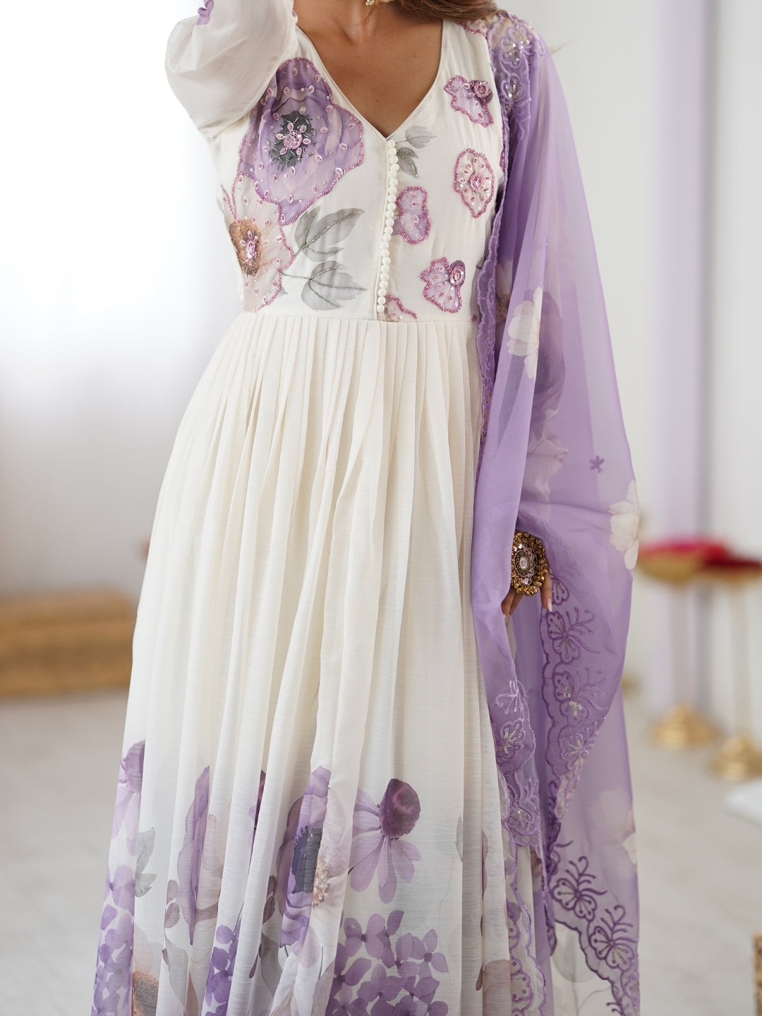ELEGANT FLORAL HANDWORK ANARKALI SET