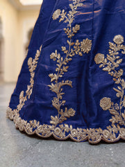 Elegant Navy Blue Gold Embroidered Bridal Lehenga Choli