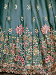 ROYAL TEAL BLUE RANGOLI SILK LEHENGA SET