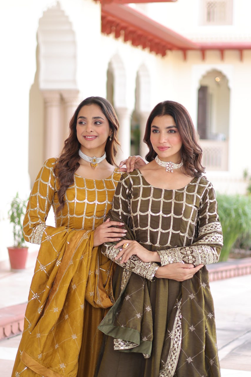 PREMIUM READYMADE  GOWN-DUPATTA SET