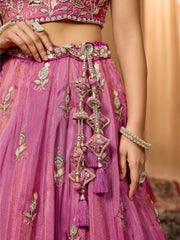 ROYAL RANI PINK PURE TISSUE LEHENGA SET