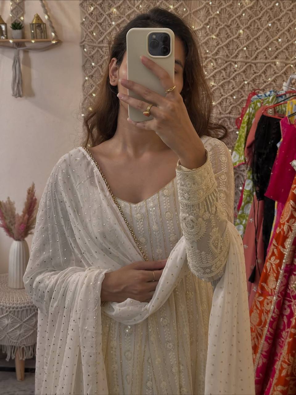 LAKHNAVI EMBROIDERED ANARKALI SUIT SET