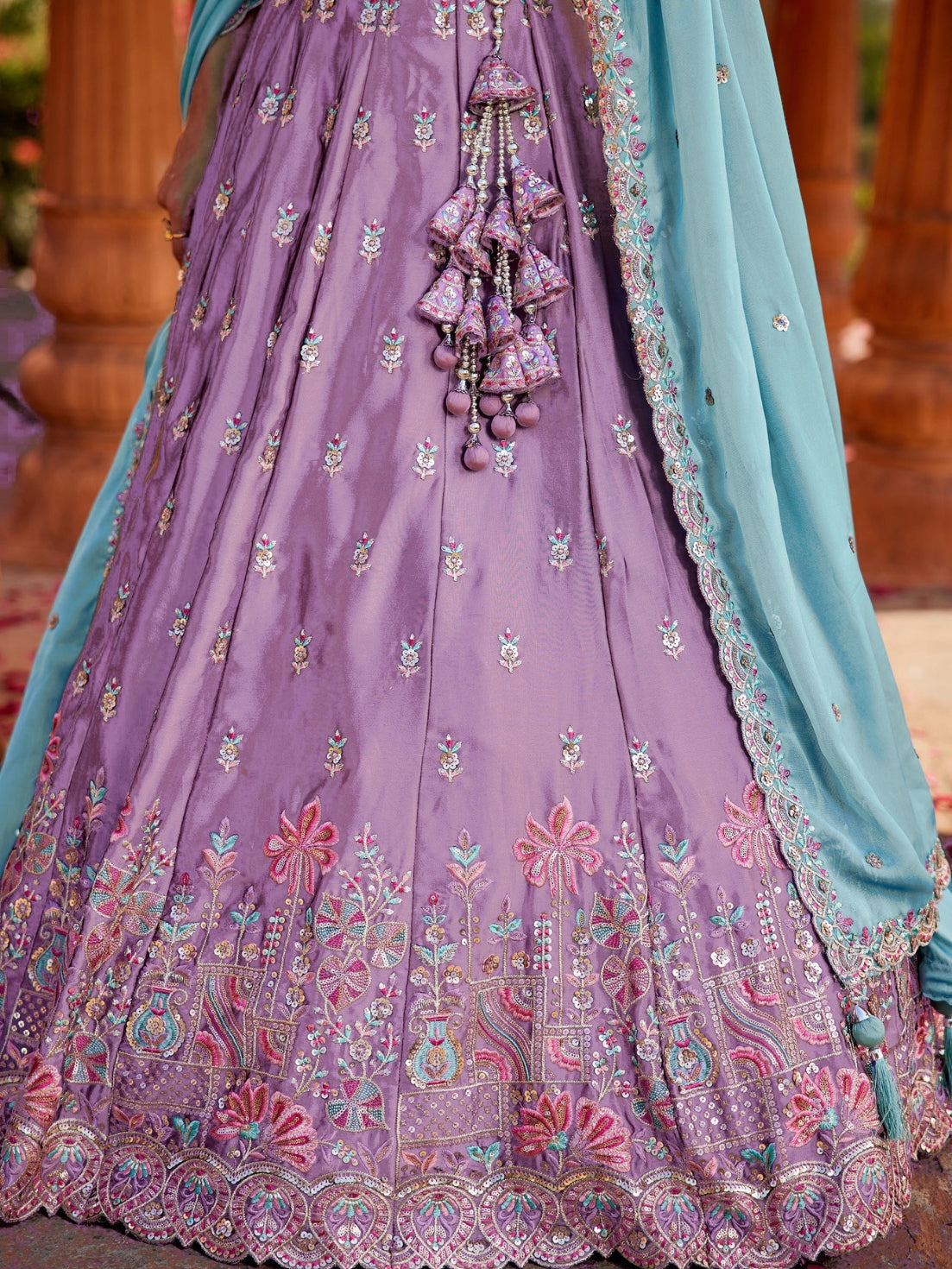 ROYAL LAVENDER RANGOLI SILK LEHENGA SET