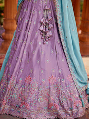 ROYAL LAVENDER RANGOLI SILK LEHENGA SET