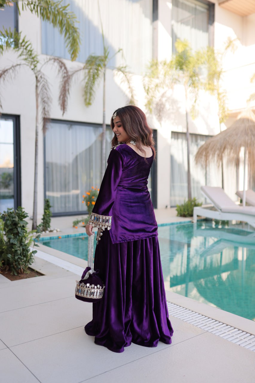 Royal Velvet Mirror Work Palazzo Set