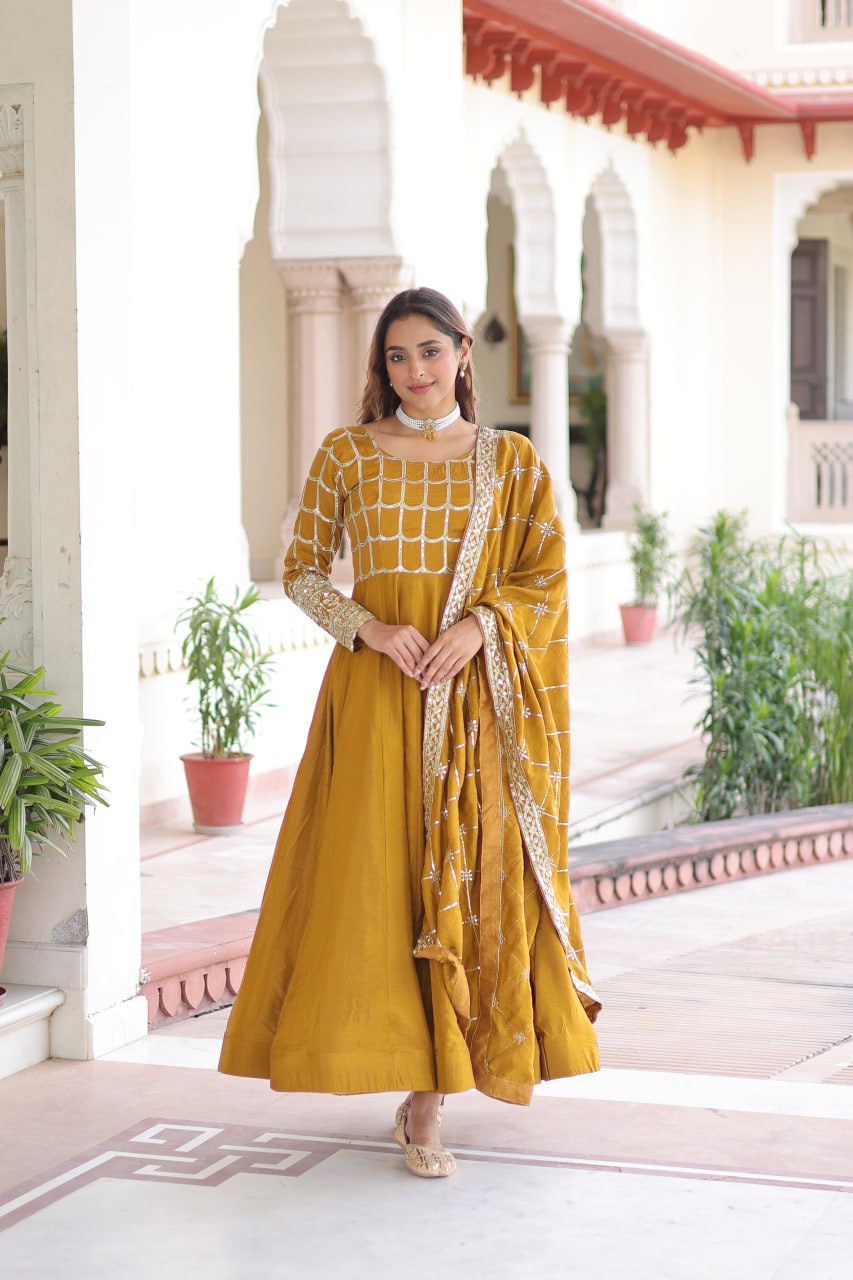 PREMIUM READYMADE  GOWN-DUPATTA SET