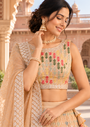 Beige Multicolor Star Georgette Sequin Lehenga Choli