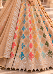 Beige Multicolor Star Georgette Sequin Lehenga Choli
