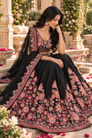Black Georgette Sequin Embroidered Lehenga Choli