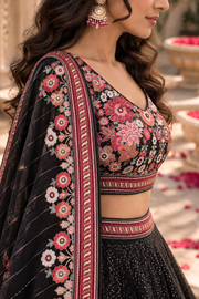 Black Georgette Sequin Embroidered Lehenga Choli