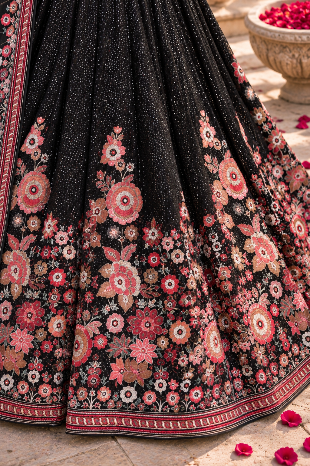 Black Georgette Sequin Embroidered Lehenga Choli