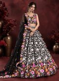 Stunning Black Floral Embroidered Lehenga Set