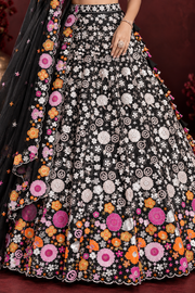 Stunning Black Floral Embroidered Lehenga Set