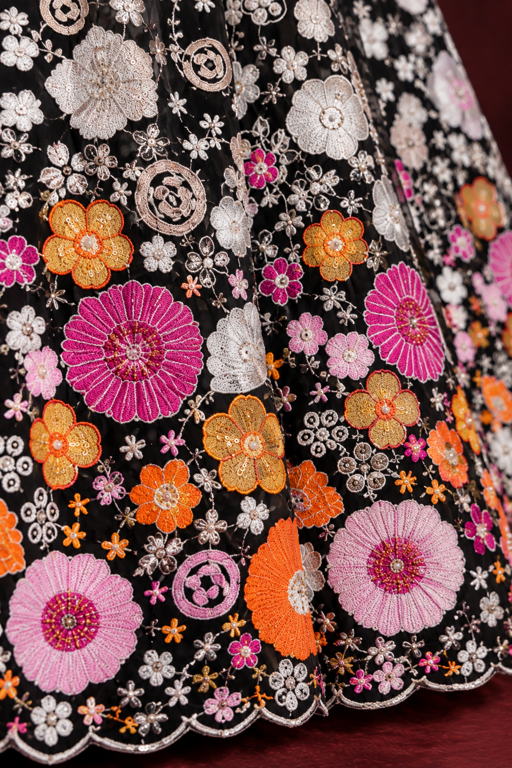 Stunning Black Floral Embroidered Lehenga Set