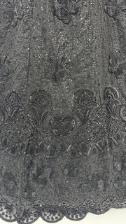 Black Net Zari Sequin Bridal Lehenga Choli with Soft Net Dupatta