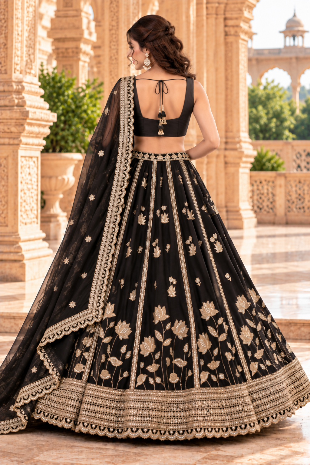 Black Fox Georgette Sequin Lehenga Choli