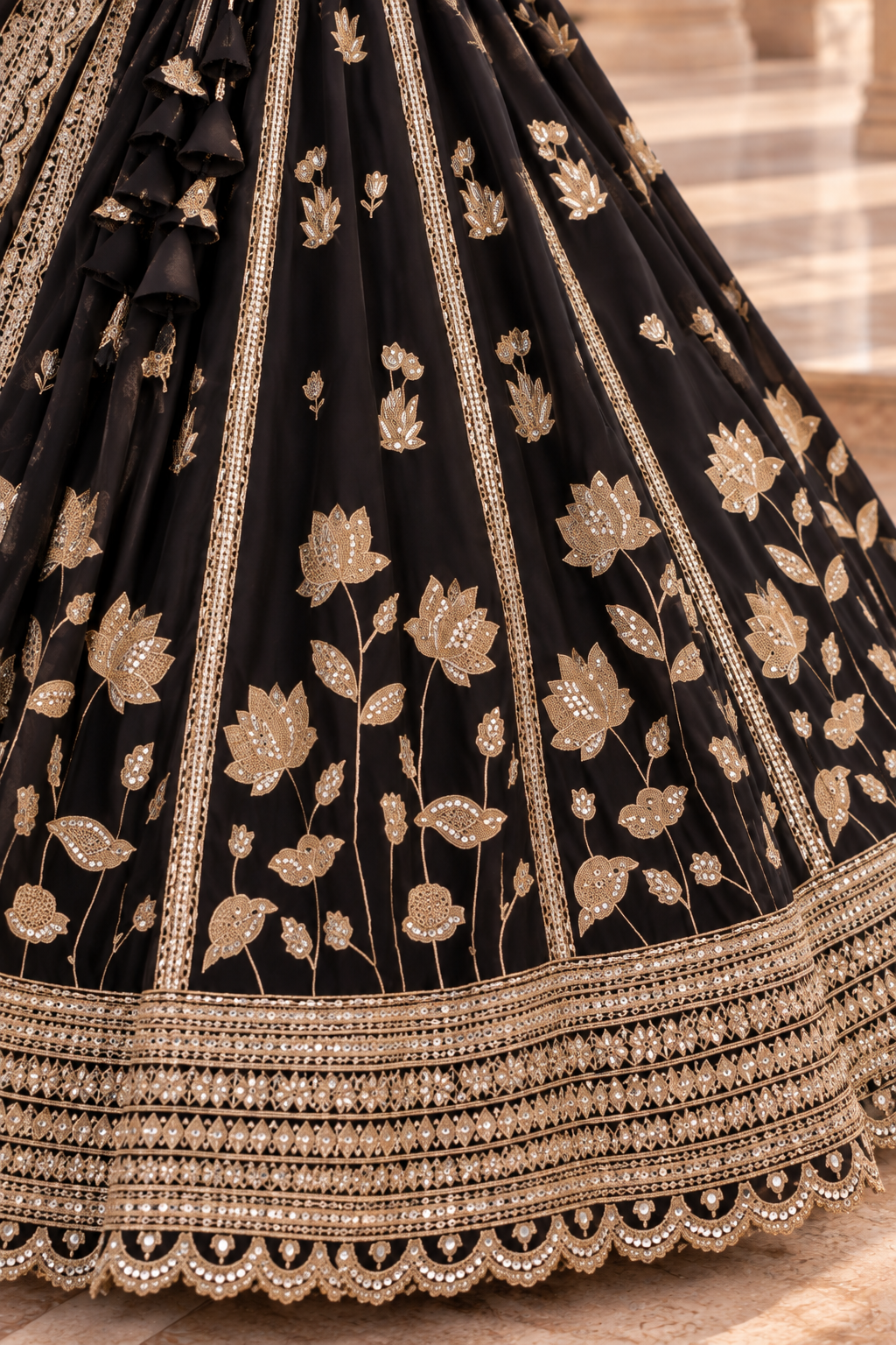 Black Fox Georgette Sequin Lehenga Choli