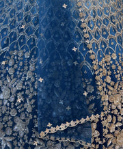Blue Net Bead Motif Sequin Embroidered Lehenga Choli