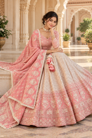 Blush Rose Chikankari Embroidered Lehenga Set with Dupatta