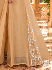 Champagne Salsa Silk Sharara Set with Bead, Sequin & Thread Embroidery