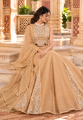 Champagne Salsa Silk Sharara Set with Bead, Sequin & Thread Embroidery